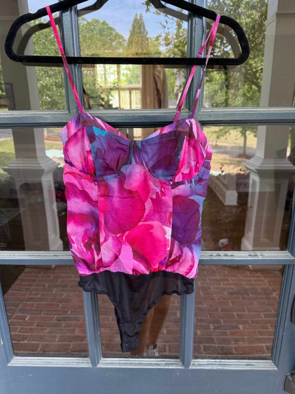 Lulu's Pink & Purple Floral Bustier Bodysuit